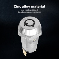 Interruptores de botón pulsador de Metal BENLEE, acero inoxidable de 19MM, bloqueo de llave giratorio de 2 posiciones, botones de inicio de bloqueo automático con llave