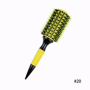 Vendita calda salone rotondo capelli ricci pettine capelli resistenti al calore pettine giallo setole a coda di ratto - Product Image 6