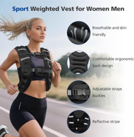 Gilet lesté ajustable 5 kg pour la course à pied, noir, pour hommes et femmes, en stock important