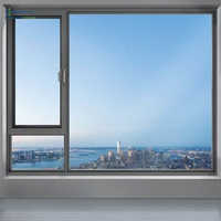 Ventana Abatible de Aluminio con Doble Acristalamiento, Moderna y Personalizada, Resistente al Viento, Aislante del Calor, Impermeable, para Apartamentos y Cocinas