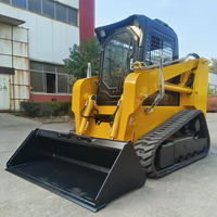 Untuk Earthmoving Mini Top depan Crawler selip Steer Loader kompak 4X4 Backhoe Skid Steer Loader dengan Bucket untuk dijual