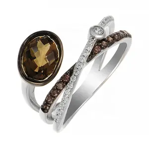 New design quartz 925 coffee white cz silver fine jewelry fingers luxury rings for women