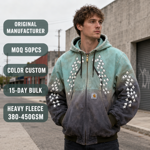 Hoodie surdimensionné en toile 100 % coton 430 GSM, couleur turquoise personnalisée, imprimé dégradé, bords bruts, style kangourou côtelé, pour vêtements <span class=keywords><strong>de</strong></span> <span class=keywords><strong>travail</strong></span>, automne - Product Image 1