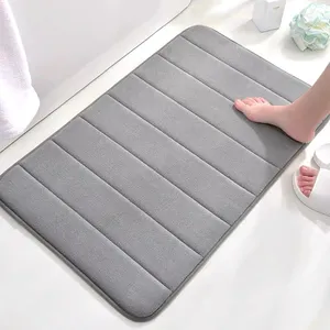 Non Slip Super Water Absorption Soft And Comfortable Flannel Fabric Thick Memory Foam Bath Mat Rug