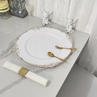 Assiettes de présentation en plastique avec bordure dorée pour dîners et décorations de mariage, avec fonction de pesage TFIDF