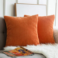 Housse de Coussin Décoratif Large pour Canapé en Velours Rayé Côtelé Fausse Fourrure Peluche