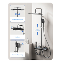 Ensemble de douche à affichage numérique avec contrôle thermostatique, jet rectangulaire en ABS et silicone, et tuyau anti-éclatement
