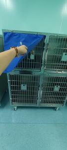 Canile con chiusura a gabbia per cani a 4 vani in acciaio inossidabile con ruote per ospedale veterinario, imbarco e rifugio - Product Image 5