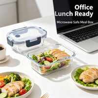Boîte à lunch rectangulaire en verre borosilicate de 1040 ml, compatible micro-ondes, récipient de stockage alimentaire, boîte à repas bento pour les employés de bureau