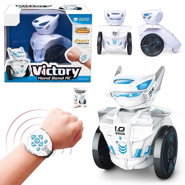 DIY Smart Watch Sensor Robot Toys 2.4G RC Intelligent Robot Radio Control Toys for Kids Led Lights Singing Dancing Walking STEM