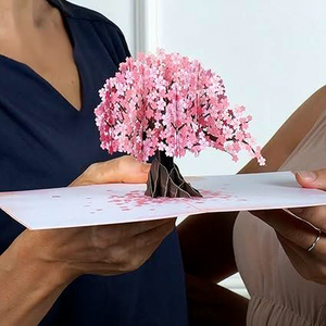 Carte de vœux d'anniversaire 3D pop-up écologique, arbre de cerisier japonais, carte florale en papier fait main, haute qualité - Product Image 3