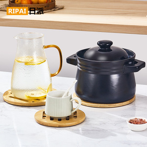 Ripai Bamboo Coasters Round Heat Insulating <b>Mats</b> For Cup Bowl Kitchen Use - Product Image 2