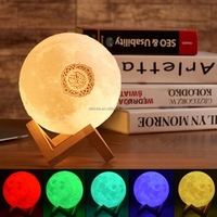Cadeaux Eid Mubarak Hajj, lampe lunaire 3D, télécommande par application, haut-parleur Coran avec lumière de nuit LED, Sq168