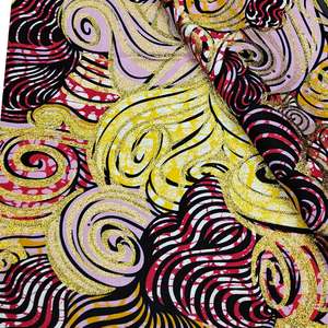 Tela Africana de <span class=keywords><strong>Cera</strong></span> Auténtica Garantizada Super-W, Tela de <span class=keywords><strong>Cera</strong></span> Grand con Brillo, Algodón Ankara, <span class=keywords><strong>Cera</strong></span> Dorada con Estampado Flash Dorado, Batik Pagne - Product Image 2