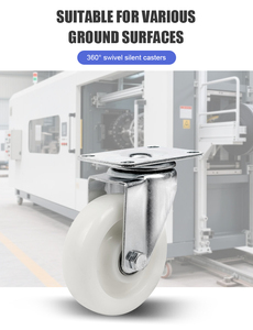 80kg <strong>4</strong>" 100 mm White PP <strong>Caster</strong> <strong>Wheel</strong> Moving Nylon Castor Trolley <strong>Wheels</strong> <strong>with</strong> Double Brake - Product Image 2