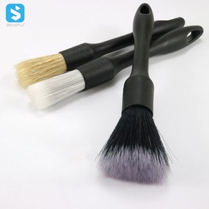 3 pezzi con manico lungo e setola per <span class=keywords><strong>capelli</strong></span> di cinghiale spazzola per pulizia auto strumento per la pulizia di dettagli multifunzione per dettagli interni - Product Image 1