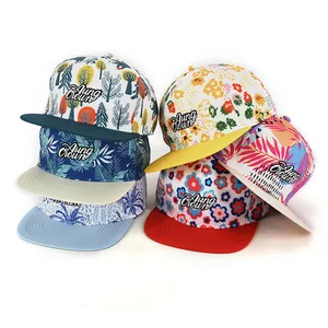 Wholesale Custom High Quality Baby Hat 6 Panel Flat Brim Snapback Caps pint Logo Breathable Cool Dad Hat