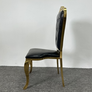 Chaises empilables élégantes à dossier haut capitonné avec <span class=keywords><strong>strass</strong></span>, coussin en PU <span class=keywords><strong>noir</strong></span>, pour hôtel, banquet, réception - Product Image 5