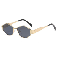 Lunettes de soleil tendance de luxe pour femmes, style influenceur, monture ovale métallique avec protection UV400
