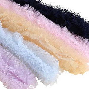 Tissu en dentelle de haute qualité, luxueux, traditionnel, à broderie florale, avec volants bouffants en maille, pour robe à volants superposés - Product Image 1