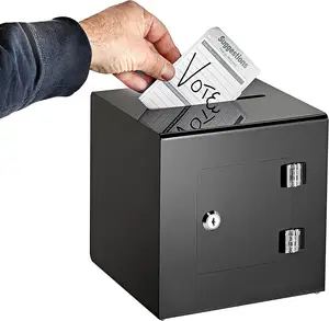 صندوق تبرعات من الأكريليك مع قفل صندوق اقتراع واضح صندوق اقتراحات تخزين الحاويات