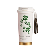 Gobelet de fête élégant en acier inoxydable personnalisé, à double paroi, avec revêtement céramique, isotherme 6-12h, 500ml, avec paille et coffret cadeau