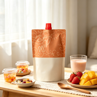 Pochettes à bec verseur personnalisées en gros avec bouchon réutilisable, sacs d'emballage en plastique écologiques de 500 ml pour jus, sauces et boissons