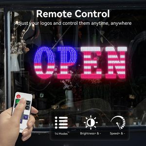 40 In X 14 In American Flag Led Open Sign With <b>Remote</b> <b>Control</b> Dimmable Brightness Flash Modes Easy Hang - Product Image 2