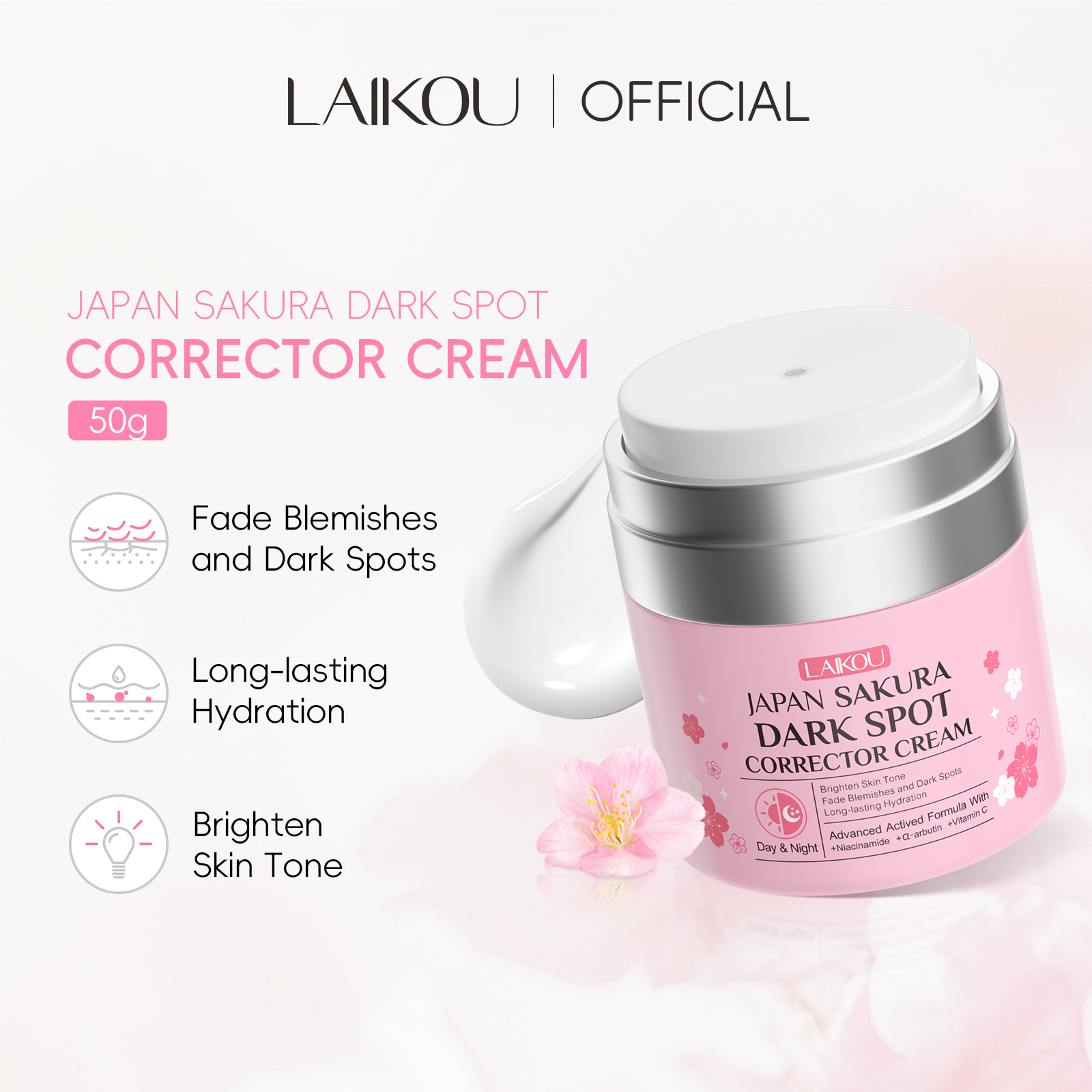 LADUREE フェイスカラー ポット サクラ 01 LAIKOU Japan Sakura Dark Spot Corrector - 50g Cream