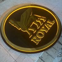 Letreros de Pared para Exteriores, Letrero LED 3D con Letras Doradas, Forma Redonda, Fondo Personalizado, Letrero con Logotipo LED, Letras Retroiluminadas en Oro Pulido