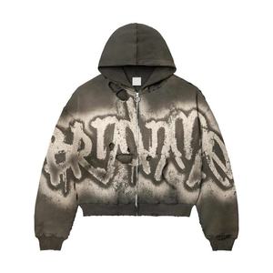 Sweat-shirt vintage en molleton français 100% coton lourd personnalisé avec logo DTG délavé à l'acide pour hommes - Product Image 4