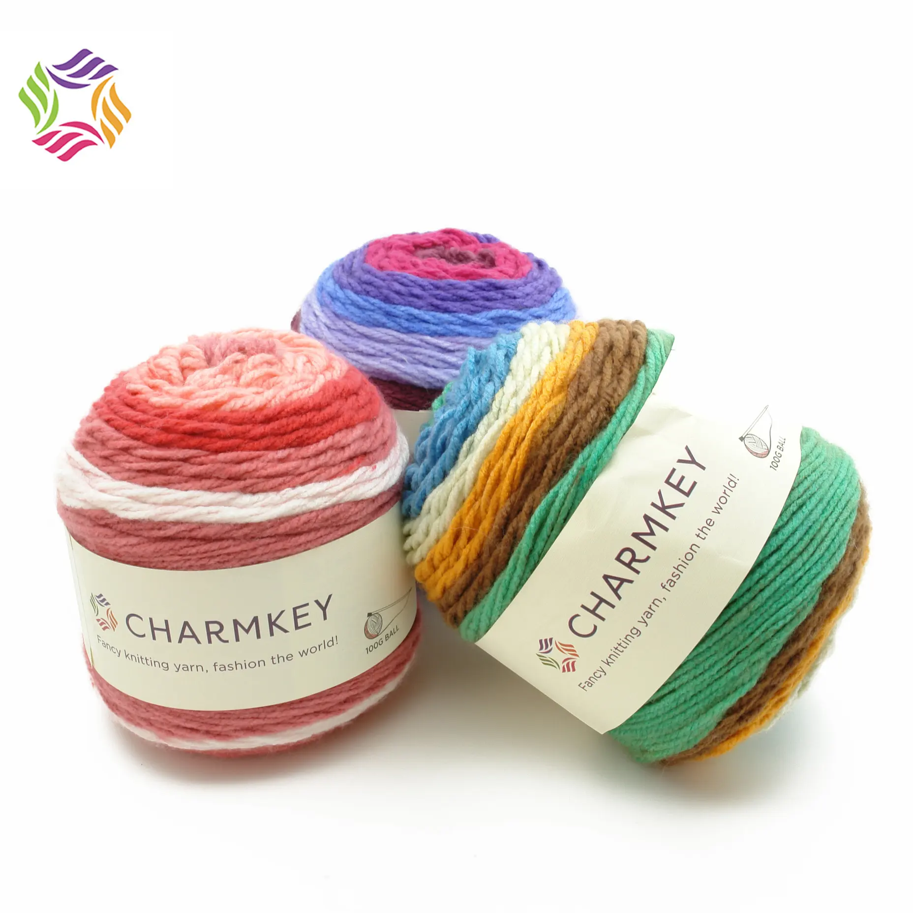 Charmkey – tricot à la main arc-en-ciel 100, fil acrylique, tricot à la main, fil au Crochet