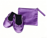Ballerines plates décontractées en PU colorées pour femmes, à enfiler, avec sac à fermeture éclair et nœud, légères, jetables, pour les soirées et le soulagement des pieds endoloris