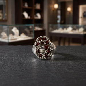 925 <b>Silver</b> <b>Garnet</b> Heart <b>Ring</b> for Women Rhodium Plated with Cut Zircon Fine Jewelry - Product Image 3