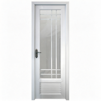 Porte de salle de bain moderne en PVC blanc imperméable, simple, intérieure, en UPVC, avec verre dépoli et persiennes de ventilation pour la maison