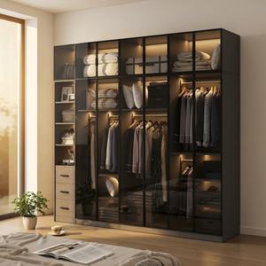 Armoires de chambre à coucher en verre de luxe modernes avec portes en verre personnalisables, design autoportant, gain de place et durables pour usage domestique - Product Image 3