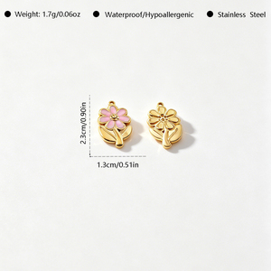 Grosir Liontin Bunga Daisy Warna-warni Enamel Stainless Steel <span class=keywords><strong>2.3</strong></span>*1.3cm, Aksesoris Perhiasan DIY - Product Image 4