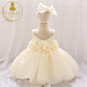 Abiti da Principessa per <span class=keywords><strong>Neonata</strong></span> con Maniche a Sbuffo Senza Maniche Stampa Floreale in Raso Formale Lunghezza al Ginocchio ODM per Bambine 0-2 Anni Tutte le Stagioni - Product Image 4