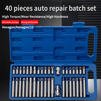 Kit d'outils de réparation automobile 40 pièces : Jeu de douilles Torx, hexagonales et cannelées, clés étoile et fleur, kit de tournevis combinés pour mécaniciens