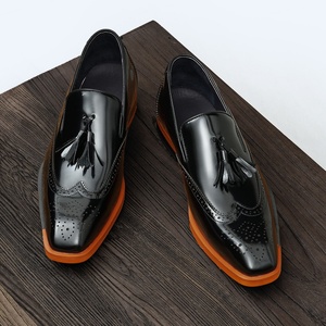 Zapatos de Cuero LeFou para Hombre, Estilo 2025, Nuevos, de Una Pieza, con Flecos, Formales para Negocios, con Patrón de Tallado Brook - Product Image 2