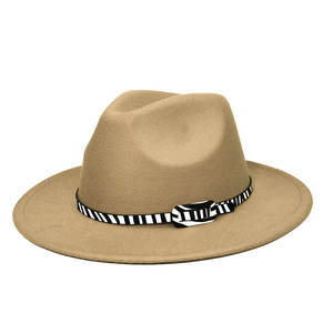 <span class=keywords><strong>Chapeau</strong></span> Fedora unisexe de style européen et américain, printemps et automne, style jazz, large bord, décoratif, rayures zébrées, ceinture, fête, quotidien, extérieur - Product Image 5