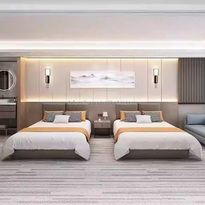 Budget-friendly Furniture Wooden Base <b>Queen</b> King Hotel <b>Bed</b> <b>Frame</b> With Headboard NightstandTV Cabinet & Wardrobe For 3 Star Hotel - Product Image 4