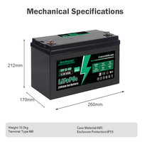 Batterie LiFePO4 liquide 12,8 V 100 Ah à ajustement parfait, BMS intelligent, 6000 cycles, cellules de qualité A, certifiée CE/RoHS/UN38.3, pour solaire et usage domestique