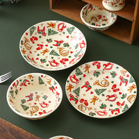 Style rétro nordique haute beauté maison Restaurant petit déjeuner bol assiette plateau de rangement noël assiette en céramique ensemble vaisselle en porcelaine