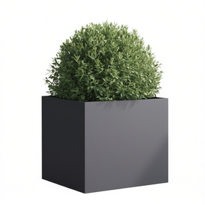 Jardinière carrée en acier anthracite 19,3x18,5x18,1 pouces pour extérieur, pot de fleurs de jardin au design minimaliste - Product Image 1