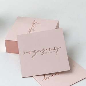 <span class=keywords><strong>Carte</strong></span> de visite personnalisée en or rose avec bordure dorée, petite <span class=keywords><strong>carte</strong></span> de visite carrée pour remercier de votre soutien à ma petite entreprise - Product Image 1