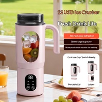Mixeur Portable Rechargeable USB avec Écran Numérique, Broyeur à Glace, Tasse à Jus, Mini Mixeur Électrique pour Smoothies aux Fruits avec Poignée