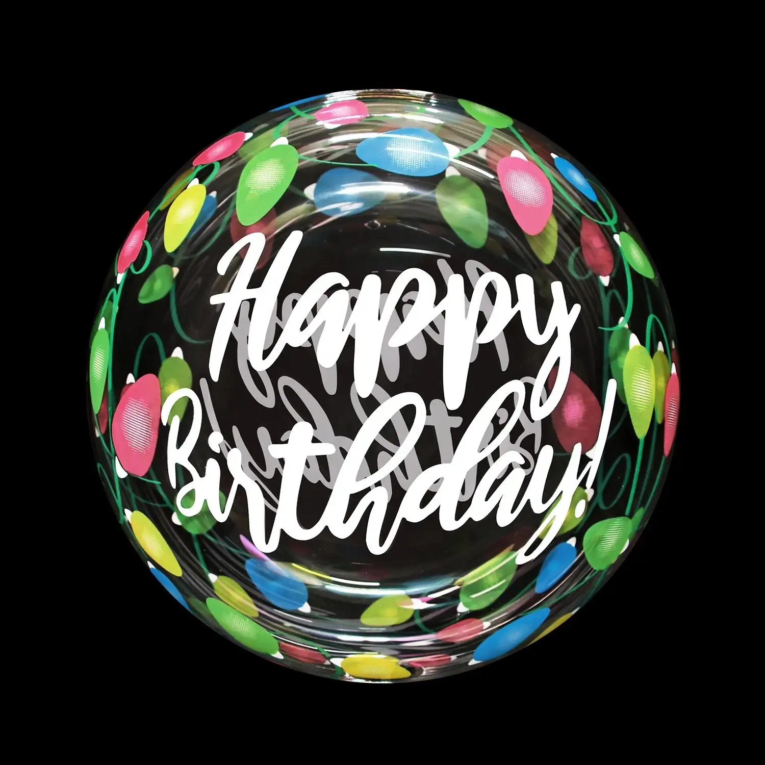 Palloncini a bolle di buon compleanno con luce brillante stampata trasparente da 20 pollici Globo De Helio Gigante palloncino a forma rotonda