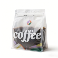 Sachets plats transparents givrés personnalisés pour café, résistants à l'humidité, de qualité alimentaire, en plastique transparent, avec fermeture éclair