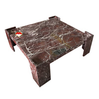 Table basse en marbre rouge Rosso Levanto Brothers Stone, mobilier moderne pour hôtel et salon, ensemble de tables basses à socle bas